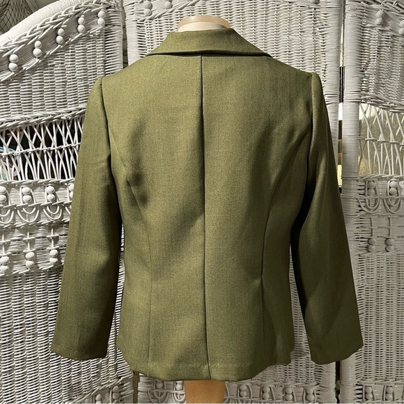 Vtg PERCEPTIONS Womens 6P Two-Piece Green Blazer Jacket MOD Abstract Tank Top - Picture 3 of 16